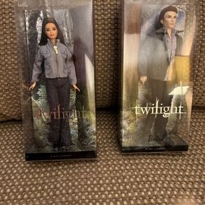 Mattel Twilight Barbie Collector Edward And Bella Dolls Pink Label NIB